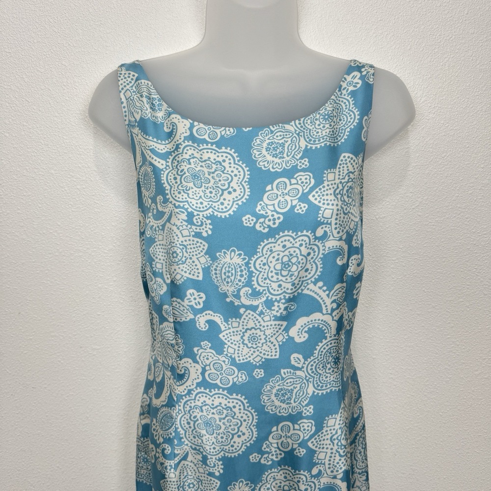 Vtg Ann Taylor Dress Womens 4 Blue Floral Silk Preppy Classic Feminine Church - Picture 2 of 16